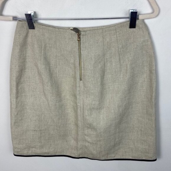 NWT L'Agence Linen Faux Leather Trim Skirt Size 4 New With Tags Lightweight Mini - Picture 7 of 11